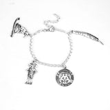 Movie HP Potter Deathly Hallows Bracelet Time Turner Hogwarts School Logo Bangles Bracelets for Women Men Jewelry Gift