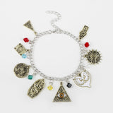 Movie HP Potter Deathly Hallows Bracelet Time Turner Hogwarts School Logo Bangles Bracelets for Women Men Jewelry Gift