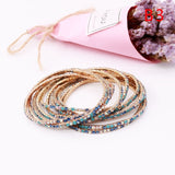 5pcs Fashion Rhinestone Stretch Gold Bracelets Femme Elastic Crystal Bracelets For Women Bling Girl Gift Wedding Bridal Jewelry