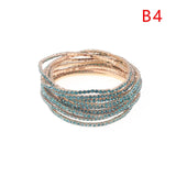5pcs Fashion Rhinestone Stretch Gold Bracelets Femme Elastic Crystal Bracelets For Women Bling Girl Gift Wedding Bridal Jewelry