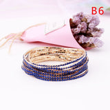 5pcs Fashion Rhinestone Stretch Gold Bracelets Femme Elastic Crystal Bracelets For Women Bling Girl Gift Wedding Bridal Jewelry
