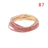 5pcs Fashion Rhinestone Stretch Gold Bracelets Femme Elastic Crystal Bracelets For Women Bling Girl Gift Wedding Bridal Jewelry
