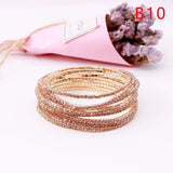 5pcs Fashion Rhinestone Stretch Gold Bracelets Femme Elastic Crystal Bracelets For Women Bling Girl Gift Wedding Bridal Jewelry