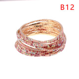5pcs Fashion Rhinestone Stretch Gold Bracelets Femme Elastic Crystal Bracelets For Women Bling Girl Gift Wedding Bridal Jewelry