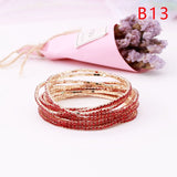 5pcs Fashion Rhinestone Stretch Gold Bracelets Femme Elastic Crystal Bracelets For Women Bling Girl Gift Wedding Bridal Jewelry