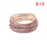 5pcs Fashion Rhinestone Stretch Gold Bracelets Femme Elastic Crystal Bracelets For Women Bling Girl Gift Wedding Bridal Jewelry