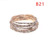 5pcs Fashion Rhinestone Stretch Gold Bracelets Femme Elastic Crystal Bracelets For Women Bling Girl Gift Wedding Bridal Jewelry