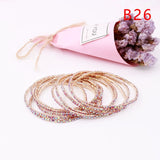5pcs Fashion Rhinestone Stretch Gold Bracelets Femme Elastic Crystal Bracelets For Women Bling Girl Gift Wedding Bridal Jewelry
