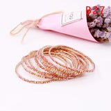 5pcs Fashion Rhinestone Stretch Gold Bracelets Femme Elastic Crystal Bracelets For Women Bling Girl Gift Wedding Bridal Jewelry